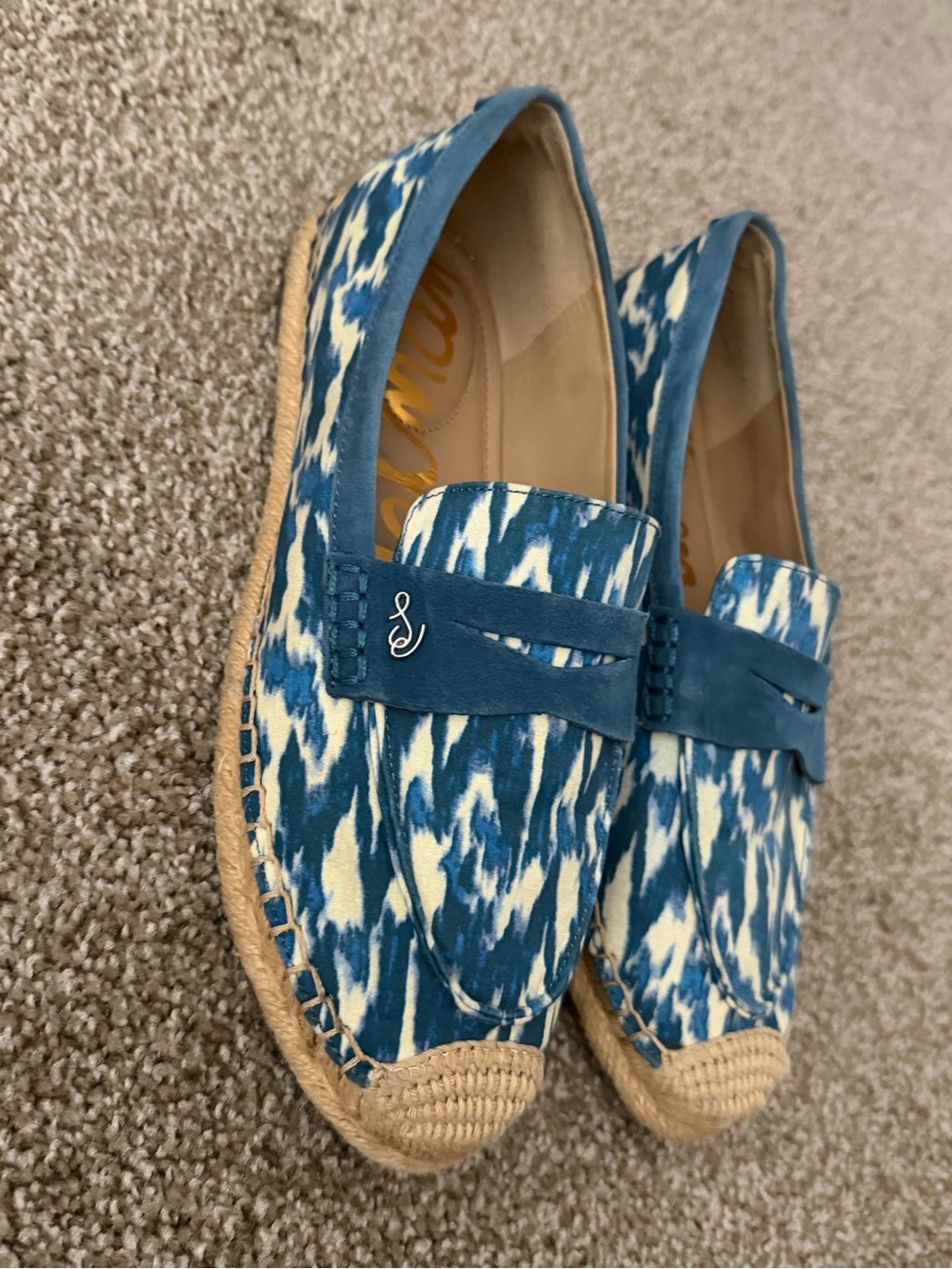 Sam Edelman Blue and Cream Espadrille Loafers - Picture 4 of 7